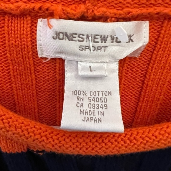 JONES New York Sport 100 Percent Cotten Large Stripped Sweater - Picture 2 of 5